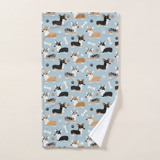 Corgi Pattern Blue Bad Handdoek (Handdoek)