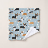 Corgi Pattern Blue Bad Handdoek (Wasdoekje)
