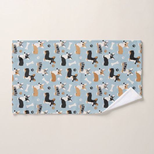 Corgi Pattern Blue Bad Handdoek (Handdoek)