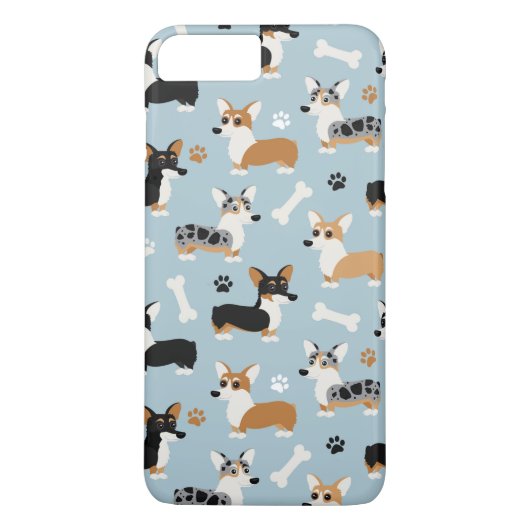 Corgi Pattern Blue Case-Mate iPhone Case (Achterkant)