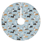 Corgi Pattern Blue Kerstboom Rok (Voorkant)