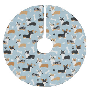Corgi Pattern Blue Kerstboom Rok