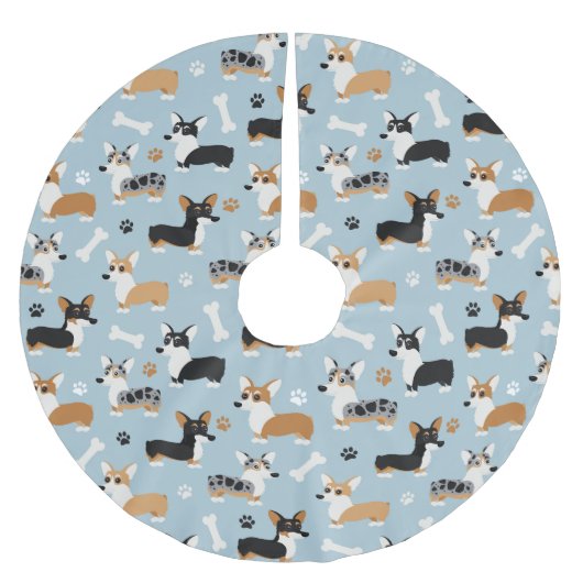 Corgi Pattern Blue Kerstboom Rok (Voorkant)