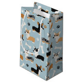 Corgi Pattern Blue Klein Cadeauzakje (Achterkant Gekanteld)