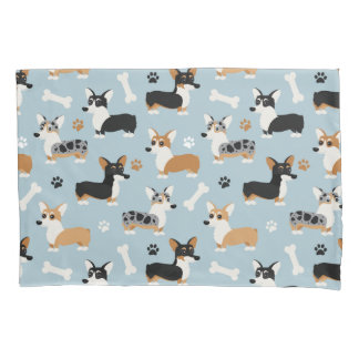 Corgi Pattern Blue Kussensloop