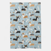 Corgi Pattern Blue Theedoek (Verticaal)