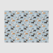 Corgi Pattern Blue Tissuepapier (Voorkant)