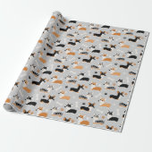 Corgi Pattern Gray Cadeaupapier (Uitgerold)
