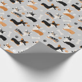 Corgi Pattern Gray Cadeaupapier (Hoek)