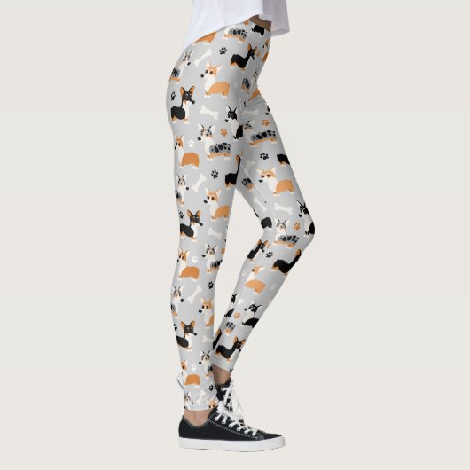 Corgi Pattern Gray Leggings (Rechts)