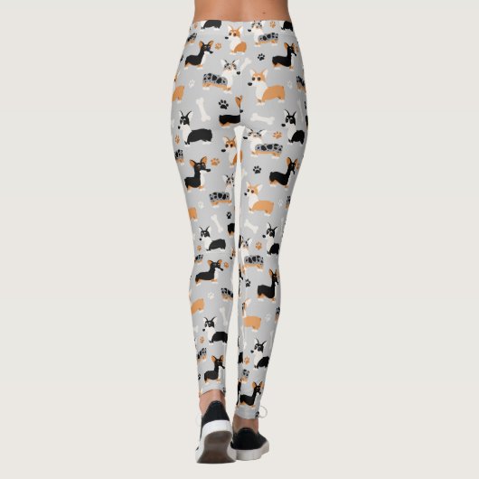 Corgi Pattern Gray Leggings (Achterkant)