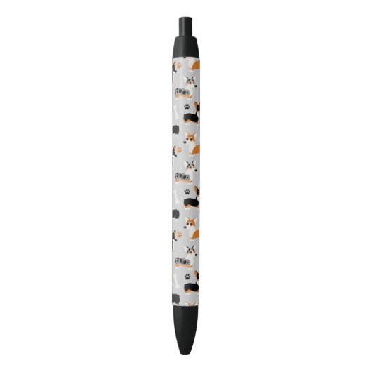 Corgi Pattern Gray Zwarte Inkt Pen (Voorkant Verticaal)