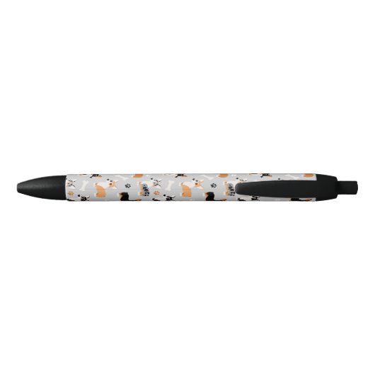 Corgi Pattern Gray Zwarte Inkt Pen (Achterkant)