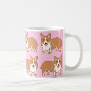Corgi Pattern Light Pink Mok