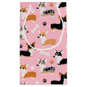 Corgi Pattern roze Klein Cadeauzakje (Achterkant)