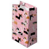 Corgi Pattern roze Klein Cadeauzakje (Voorkant Gekanteld)