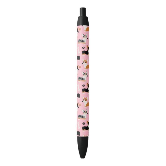 Corgi Pattern roze Zwarte Inkt Pen (Voorkant Verticaal)