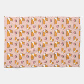 Corgi Peach Sploot Tea Towel Theedoek (Horizontaal)