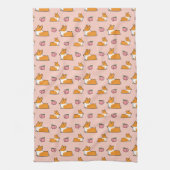 Corgi Peach Sploot Tea Towel Theedoek (Verticaal)