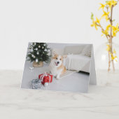Corgi Pembroke Welsh Hondenliefhebber Kerstgroet Kaart (Gele Bloem)
