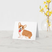 Corgi (Pembroke Welsh) Puppy Dog Note Card Kaart (Gele Bloem)