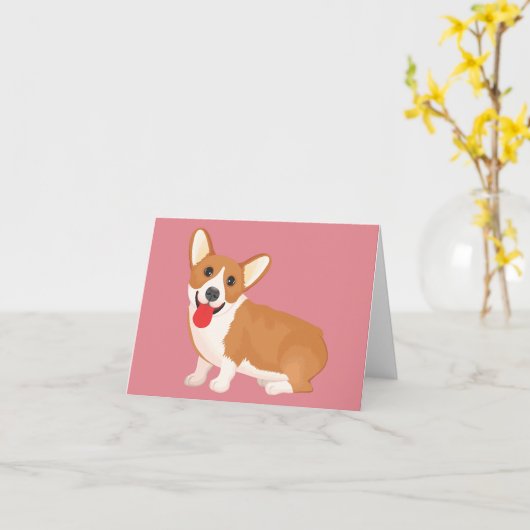 Corgi (Pembroke Welsh) Puppy Dog Note Kaart (Gele Bloem)