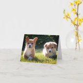 Corgi (Pembroke Welsh) Puppy Dog Note Kaart (Gele Bloem)