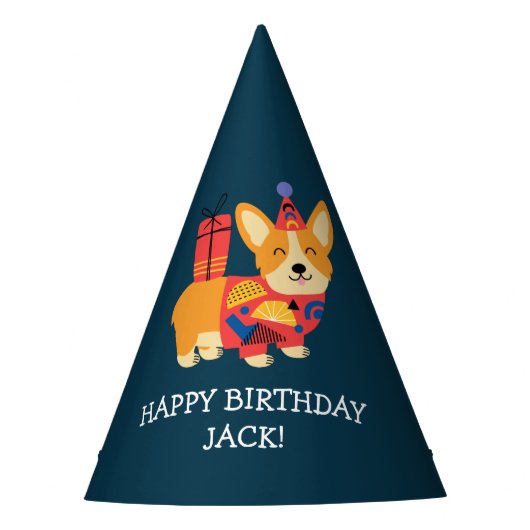 Corgi Personalized Birthday Feesthoedjes (Voorkant)