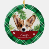 Corgi Persoonlijke Eerste Kerstmis Keramisch Ornament (Achterkant)