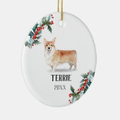 Corgi Persoonlijke kersthond Keramisch Ornament (Rechts)