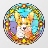 Corgi Pet Dog Portrait Faux Glas in lood Raamsticker (Vel)