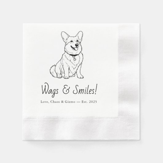 Corgi Pets Custom Hand Tekening Wedding Napki Servet (Voorkant)