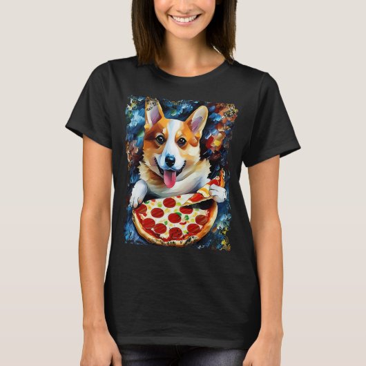 Corgi Pizza Party Pup T-shirt (Voorkant)
