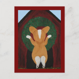 Corgi plaatst Kerstkrans op Hondenhok Briefkaart