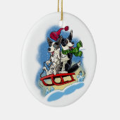 Corgi plezier in de sneeuw keramisch ornament (Rechts)