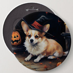 Corgi Pompoenen Halloween Griezelen Ronde Button 6,0 Cm