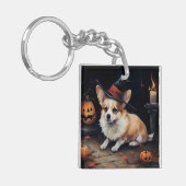 Corgi Pompoenen Halloween Griezelen Sleutelhanger (Voorkant Links)