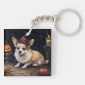 Corgi Pompoenen Halloween Griezelen Sleutelhanger (Achterkant)