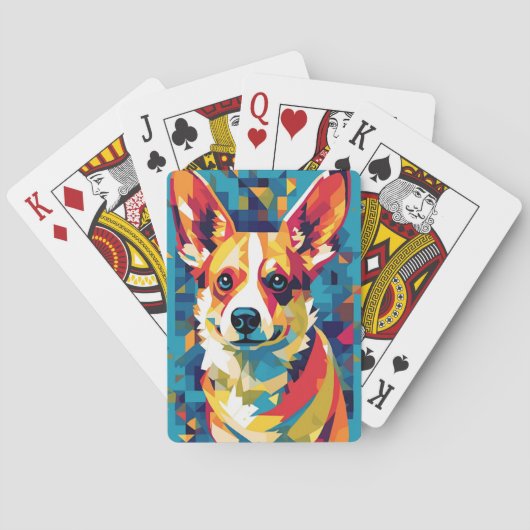 Corgi Pop Art Curieuze & Abstracte Ontwerp Pokerkaarten (Achterkant)