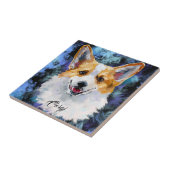 Corgi Portret op Abstracte achtergrond Tegeltje (Zijkant)