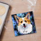 Corgi Portret op Abstracte achtergrond Tegeltje