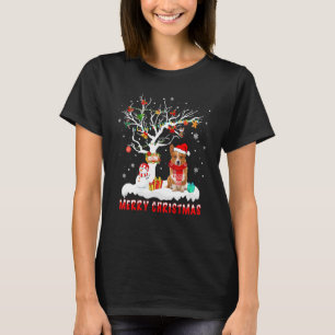 Corgi Prettig Kerstmis Sneeuwman Licht Kerstboom T-shirt