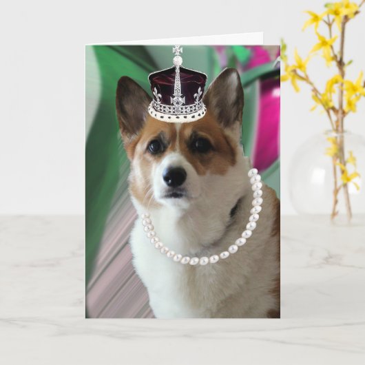 Corgi Princess Kaart (Gele Bloem)