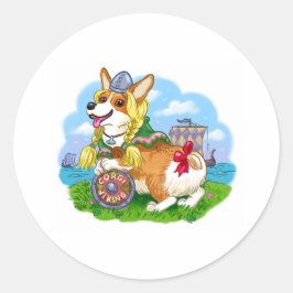 Corgi Princess Ronde Sticker