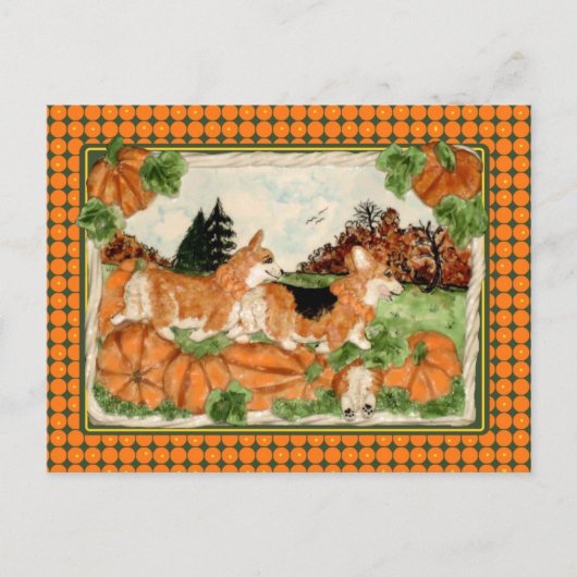 Corgi Pumpkin Patch Briefkaart (Voorkant)