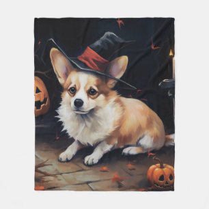 Corgi Pumpkins Halloween Eng Fleece Deken