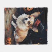 Corgi Pumpkins Halloween Eng Fleece Deken (Voorkant (Horizontaal))