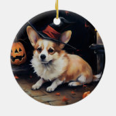 Corgi Pumpkins Halloween Eng Keramisch Ornament (Achterkant)