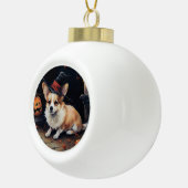 Corgi Pumpkins Halloween Eng Keramische Bal Ornament (Rechts)