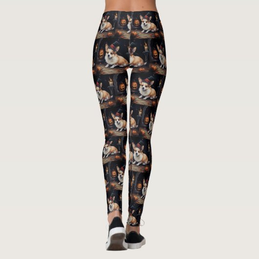 Corgi Pumpkins Halloween Eng Leggings (Achterkant)